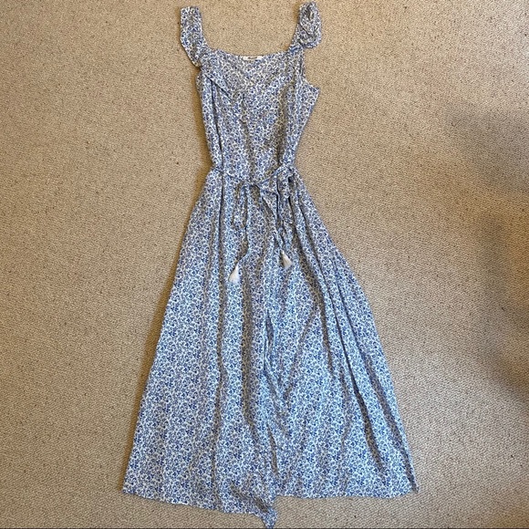 Madewell Blue Floral Ruffle Maxi Dress - Picture 3 of 7